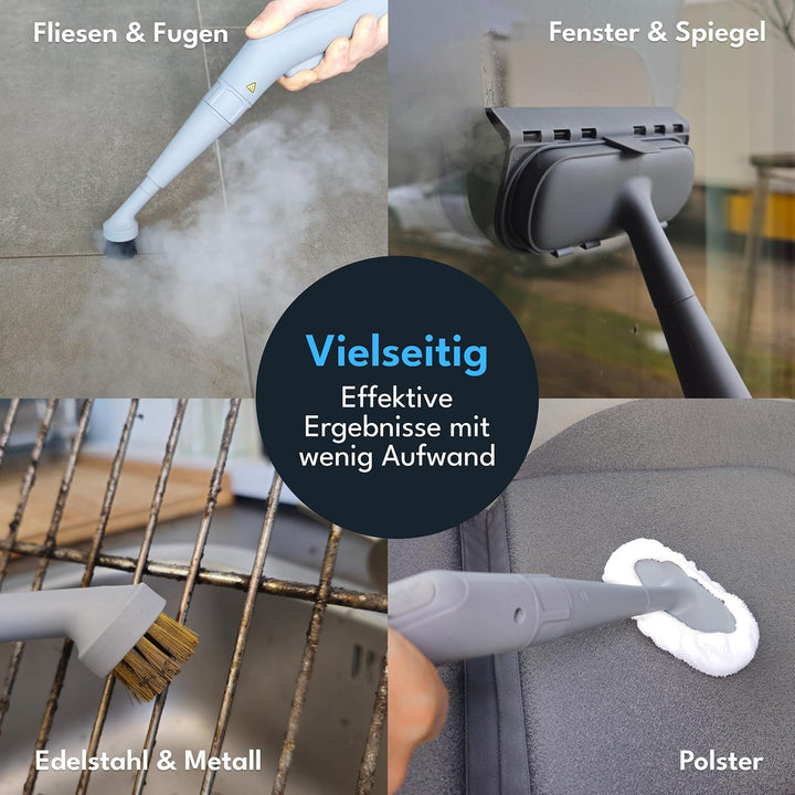 LEBENLANG Dampfreiniger Handgerät Steam Cleaner - 1000W & 300ml mit 9 Zubehör | Polsterreiniger Gerä