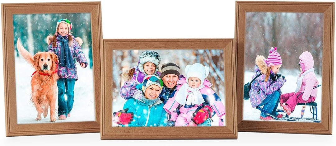 PHOTOLINI Bilderrahmen 13x18 cm Holz Eiche-Optik Landhaus-Stil, 3er Set Holz-Rahmen, Made in Germany
