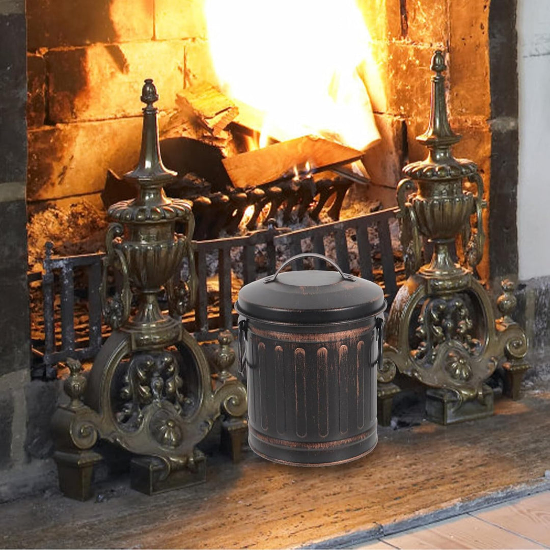 DOITOOL Mini-Ascheeimer Für Den Kamin Mit Deckel Und Griff Ascheeimer Aus Metall Für Feuerstelle Kam