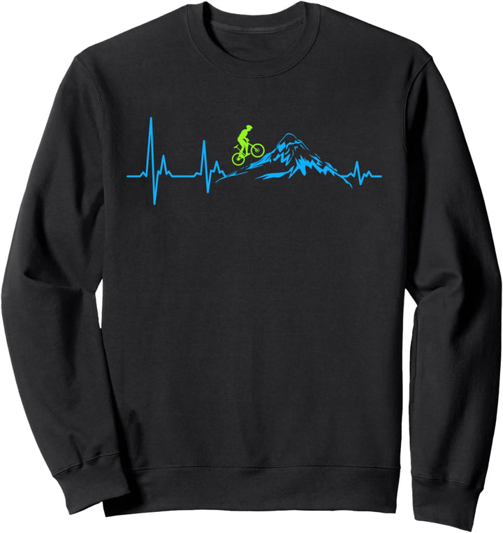 Mountainbike Herzschlag Herz Herzfrequenz Berge MTB Sweatshirt