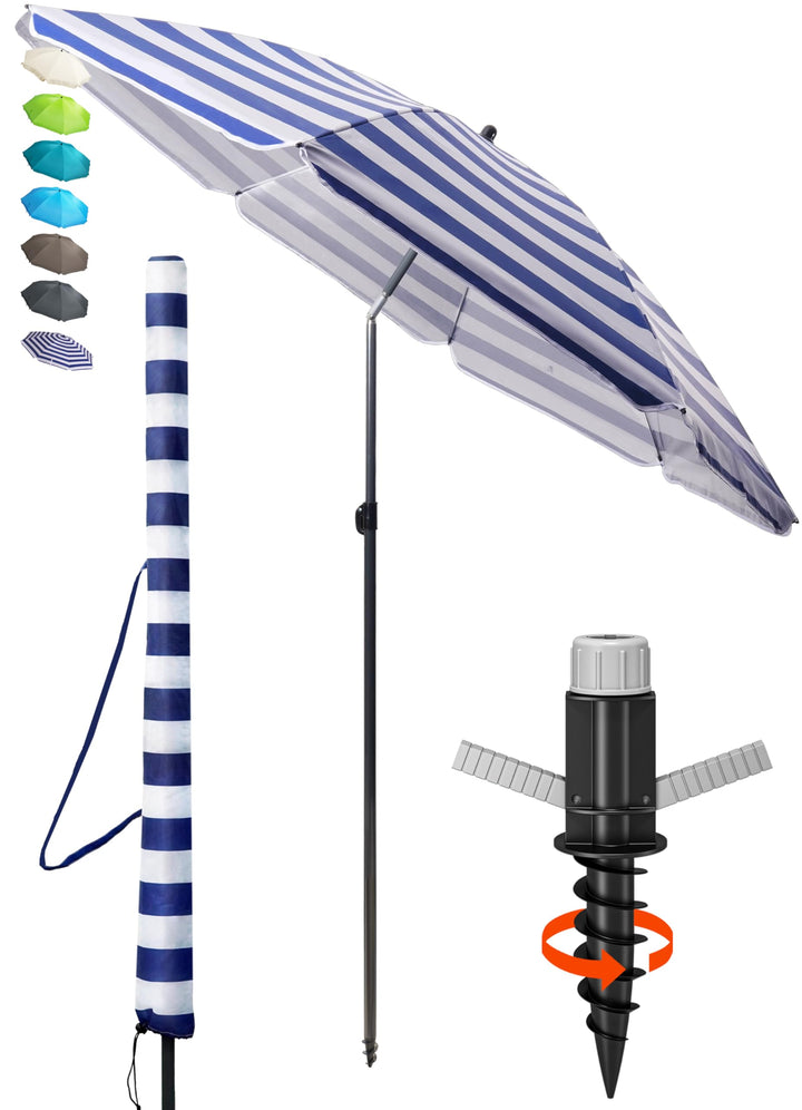 4smile Sonnenschirm Strand SunnyJoy Ø 160 cm, 3er Set - Strandschirm mit UV Schutz 50+, inkl. Sonnen