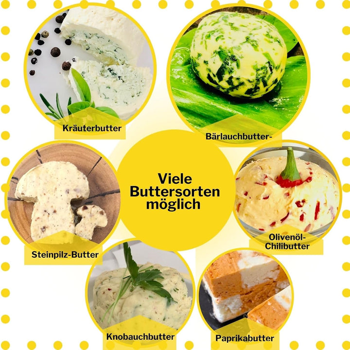 Butter machen mit dem 325ml-Butter &amp; Sahne-Shaker (WEISS) mit Butterungskugel und Aufschäumer