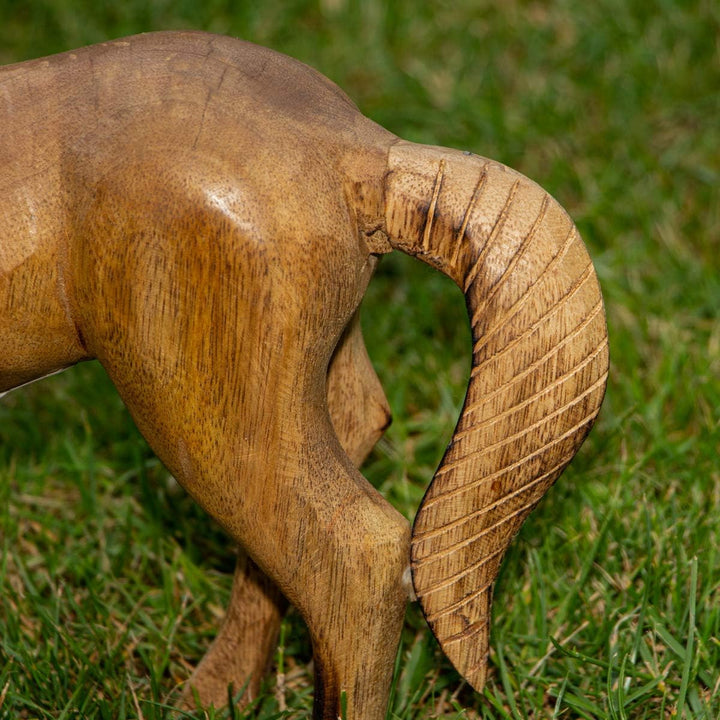 Antikas - Pferde Figur Gartenfigur Holzfigur Tiere Tierfiguren Dekoration - 32 cm x 26 cm