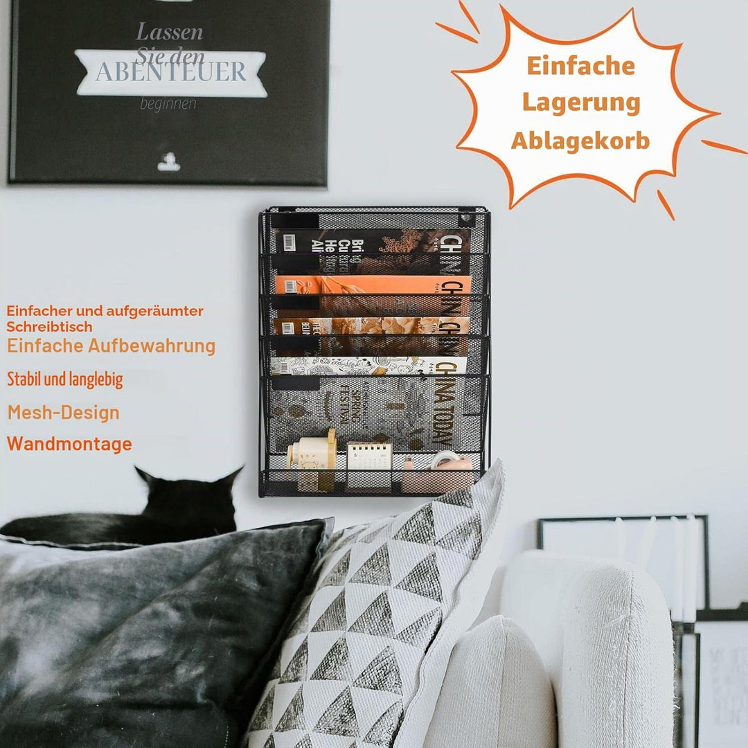 Zeitschriftenhalter Wand Zeitschriften Wandhalter Dokumentenhalter A4 Wandmontage 6 Stöckiger Hänger