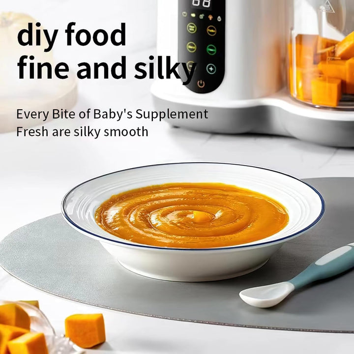 4-in-1 Babybrei Zubereiter & Dampfgarer Mixer Baby, 400ml Baby Küchenmaschine mit Touchscreen, Autom