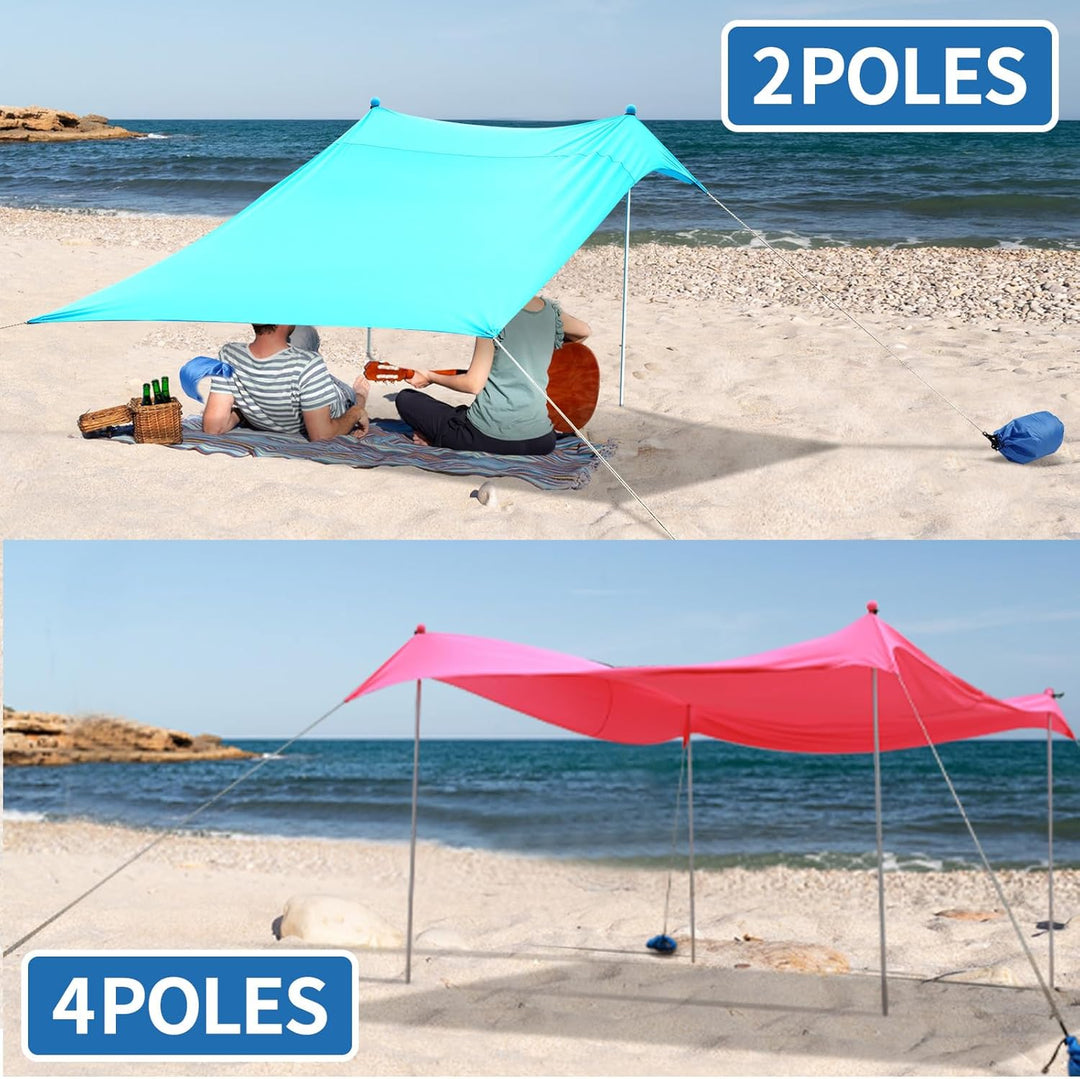 JAICOM Strandzelt, 2.1x2.1m Strandmuschel, UPF50+ UV-Schutz und Wasserdicht Sonnensegel, Mit Sandsch