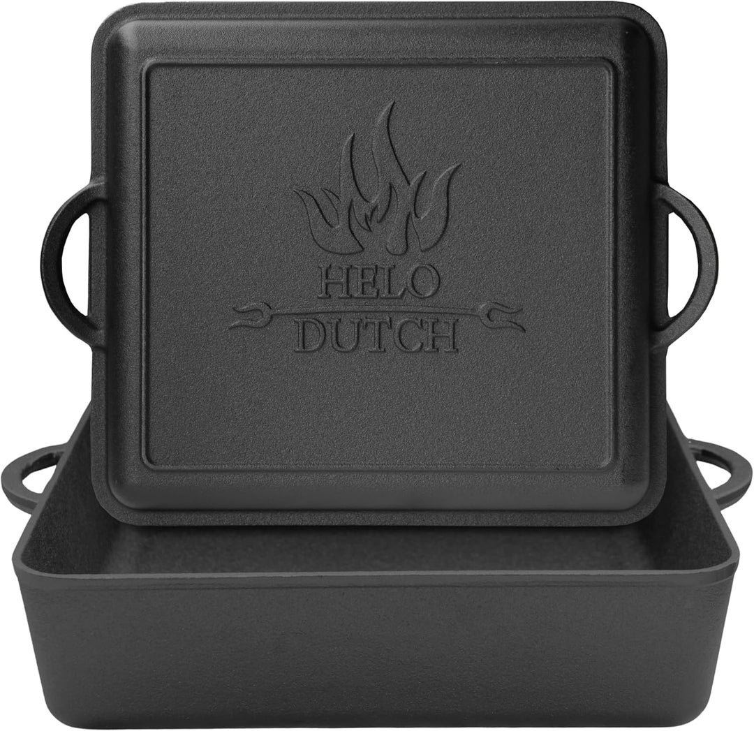 Dutch Oven Set Gusseisen 1,8L-13,6L – Feuertopf mit Deckelheber, Schmortopf mit &amp; ohne Füsse, Schlit