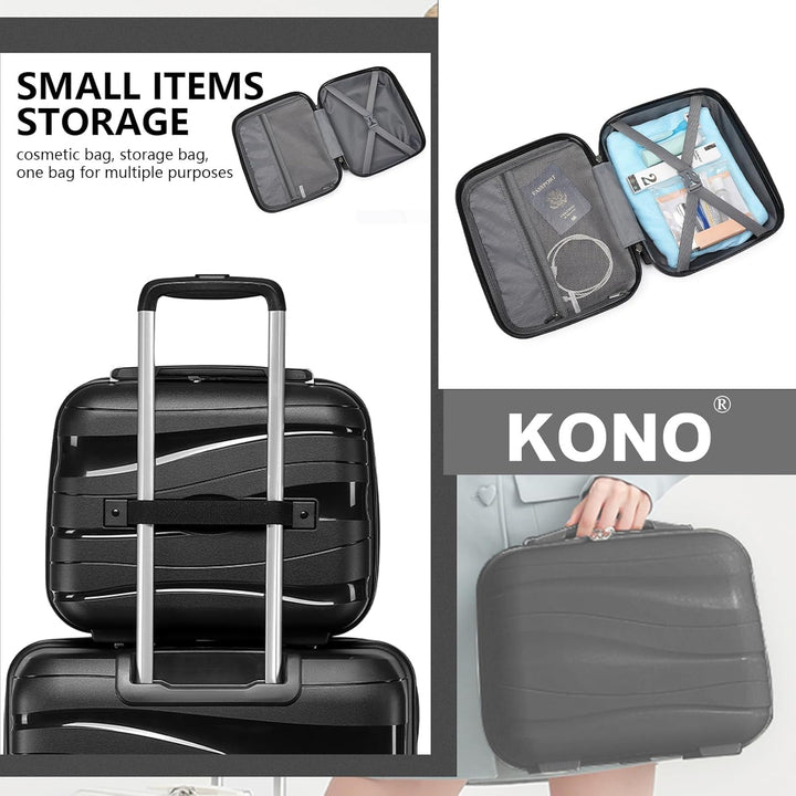 KONO Kosmetikkoffer Beautycase Kabinengepäck Damen PP Schminkkoffer (Schwarz) Schwarz S, Schwarz S