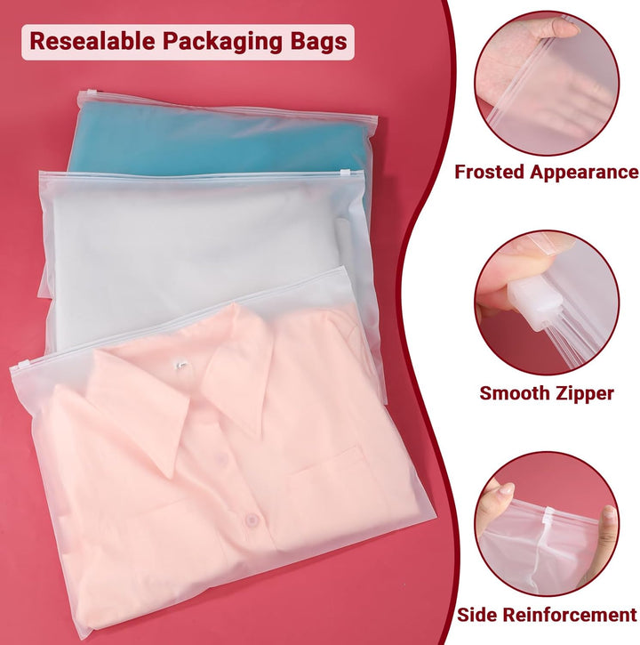 Zipper Beutel, 50 Stück 40 * 30cm Zip Beutel Kleidung, Zip Beutel Reise, Wiederverschliessbare Beute