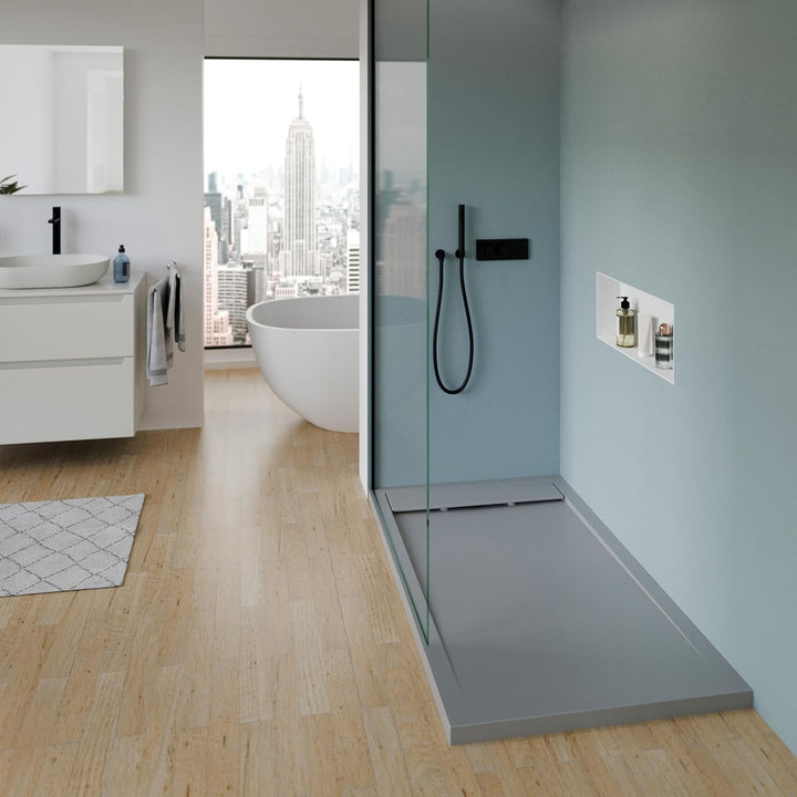 Bernstein Duschtasse New York 90x120 cm Betonoptik, Flache Duschwanne in Steinoptik, Rechteckiges Du