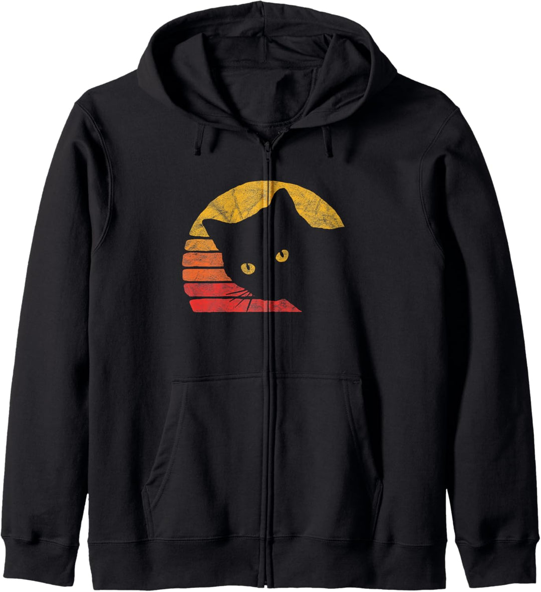 Vintage Eighties Style Cat Retro Distressed Design Kapuzenjacke