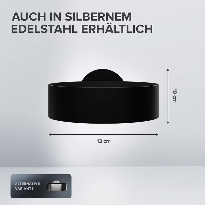 Haartrocknerhalter Kvitoya | Edelstahl | schwarz matt | mit Wandmontage zum Bohren | mit Fönpolsteru