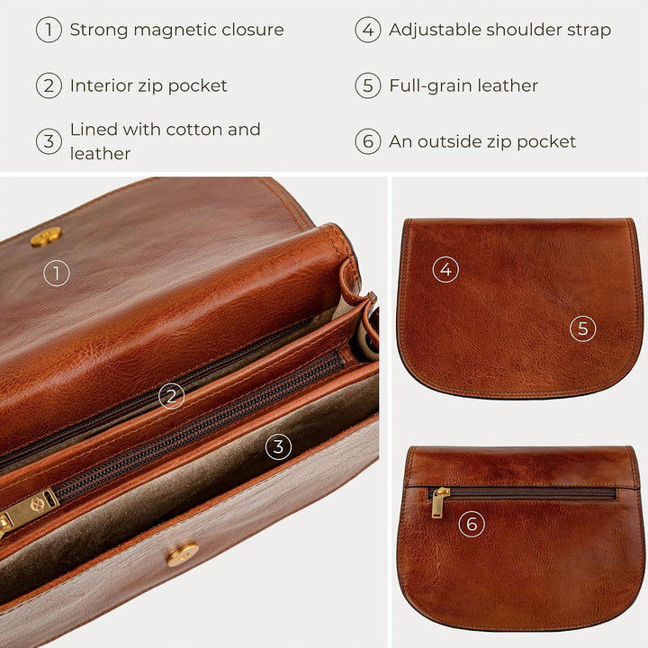 Time Resistance Leder Umhängetasche Damen - Messenger Bags - Arbeitstasche Damen - Schultertasche -