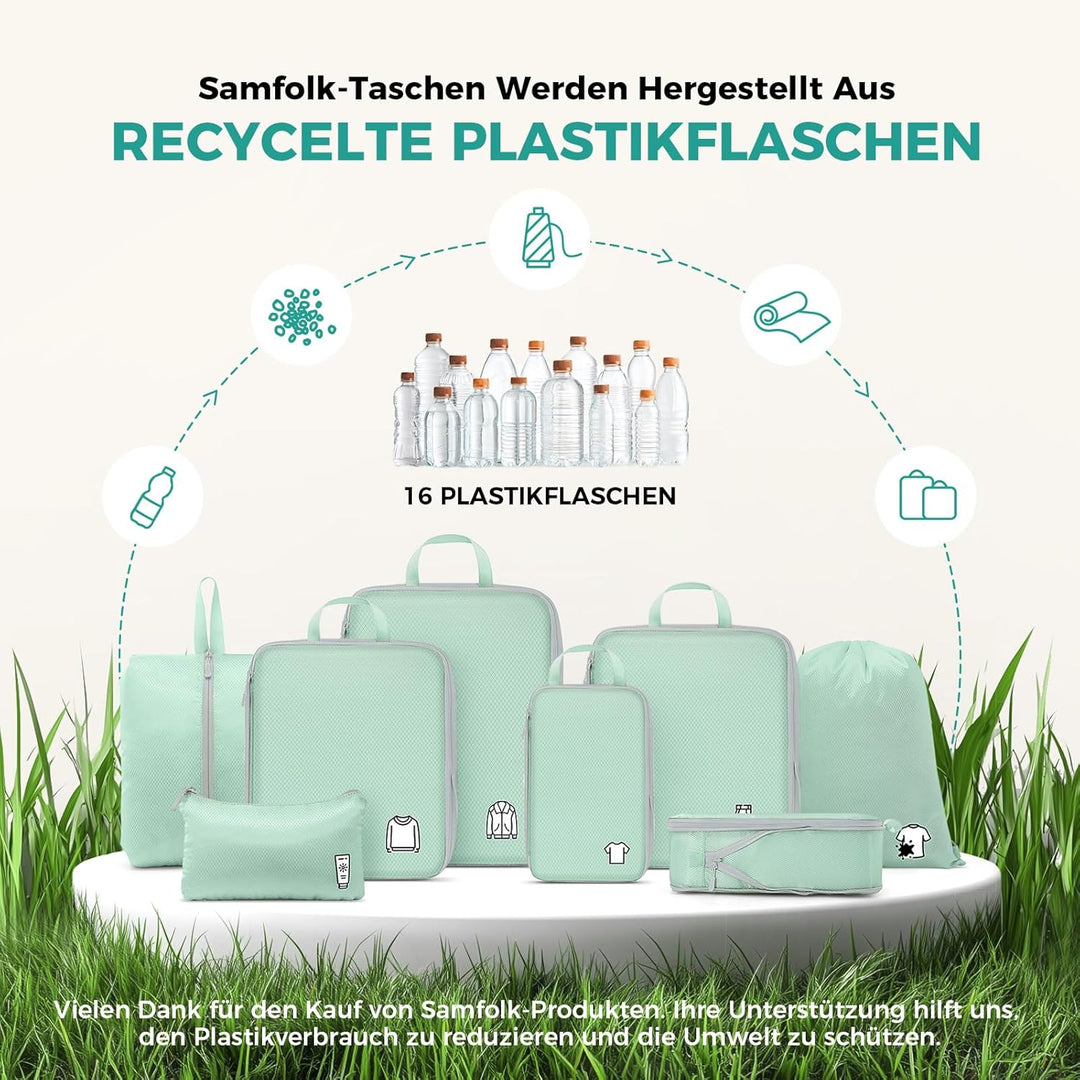 Koffer Organizer Packing Cubes Compression 8 Stück, Wasserdicht PackwüRfel Koffer Organizer Set,Trav