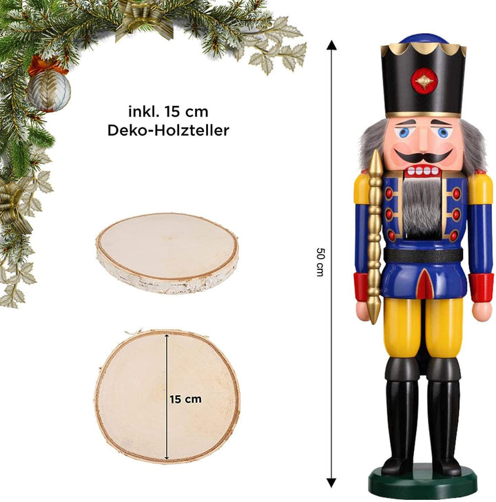 Seiffener Volkskunst Nussknacker König blau | Nussknacker Figur gross Höhe 50 cm | Weihnachtsdeko Fi