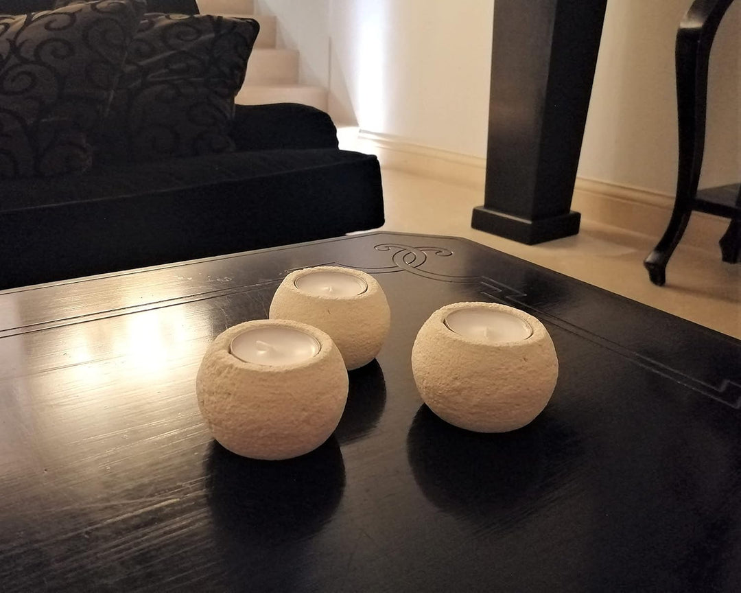 Set mit 3 Teelichthaltern PALLINA, Home Decor aus Matratze, typische Handwerkskunst. Handmade Produc