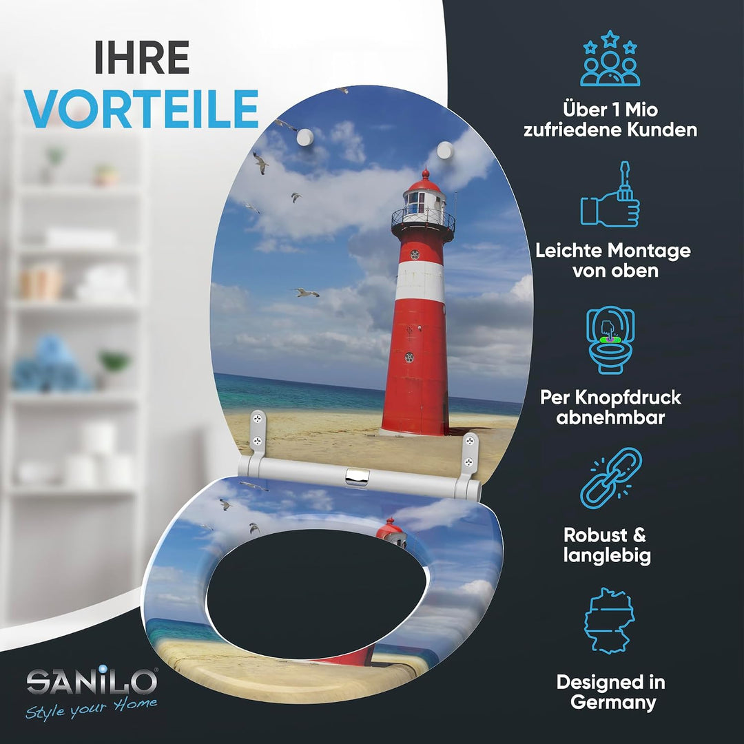 Sanilo WC-Sitz mit Absenkautomatik I Hochwertiger Toilettensitz aus Holz I Toilettendeckel in versch