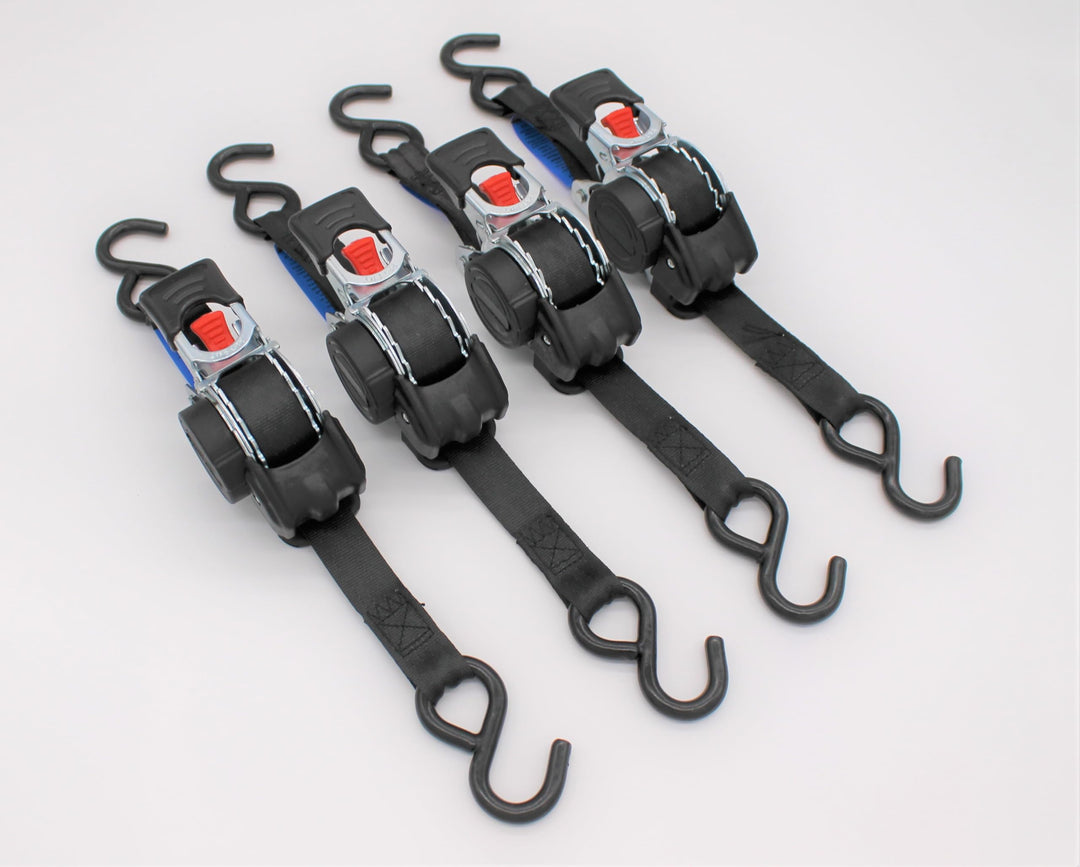 4 Stück Automatik Zurrgurt Spanngurt mit S-Haken 3,0m x 25 mm 300/600 daN
