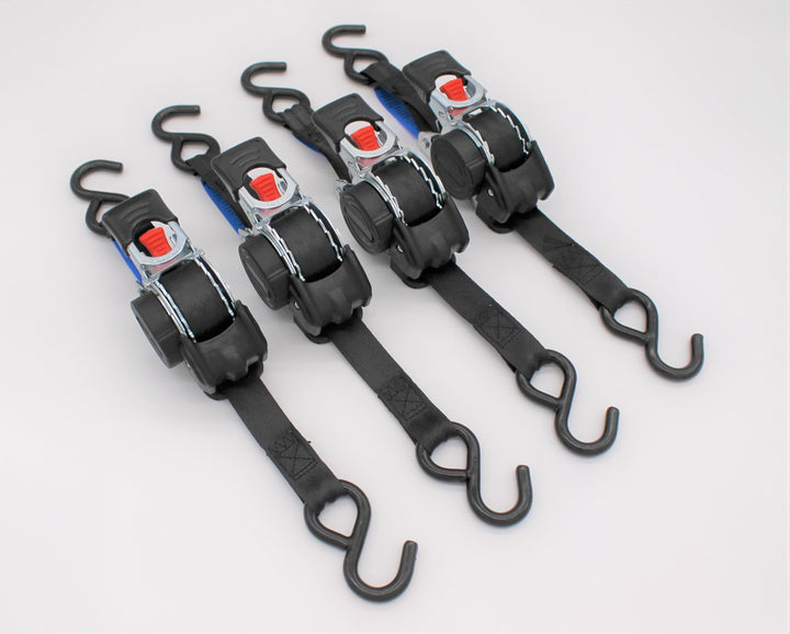 4 Stück Automatik Zurrgurt Spanngurt mit S-Haken 3,0m x 25 mm 300/600 daN