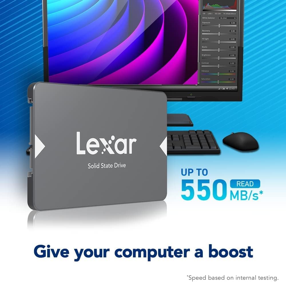 Lexar NS100 2,5" SATA III (6Gb/s) Interne SSD 1TB, Solid-State-Laufwerk, Bis zu 550 MB/s Lesen, für