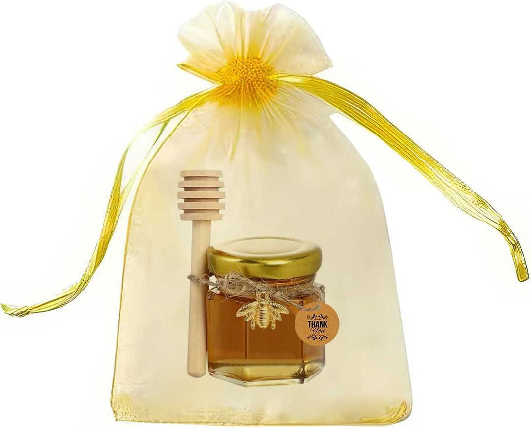 20 Pack Honiggläser, 45ml Mini Glas Honig Marmeladengläser klein mit Honiglöffel, Biene Anhänger, Ju