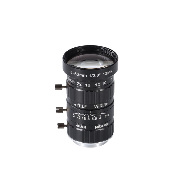 Zowietek 5-50 mm 12 MP C-Mount Zoomobjektiv mit geringer Verzerrung, mit C-CS-Adapter, für Zowietek