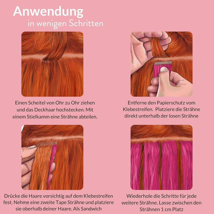 hair2heart Invisible Tape Extensions Echthaar Premium - 10 Tapes 60cm 4/77 mittelbraun braun-intensi