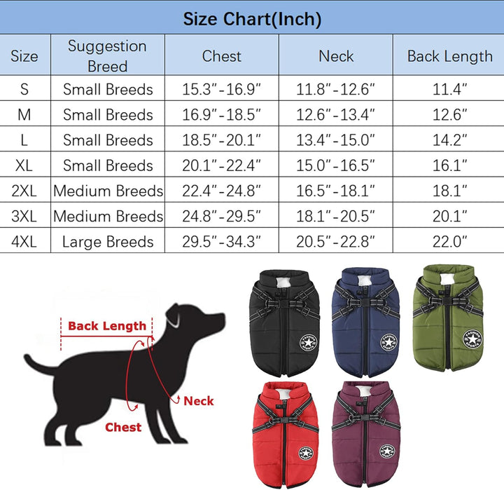 Aiboria Hundejacken für den Hundemantel Winter Winddicht Wasserdicht Skifahren Hundeweste Fleece War