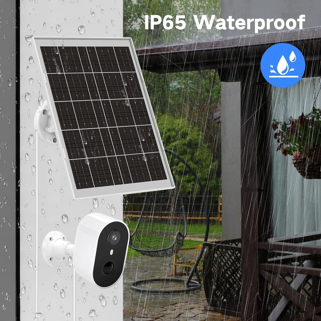 8W Solarpanel für Überwachungskamera Aussen Akku – IP65 Solar Panel mit 3‑in‑1 USB‑C/Micro/DC, inkl.
