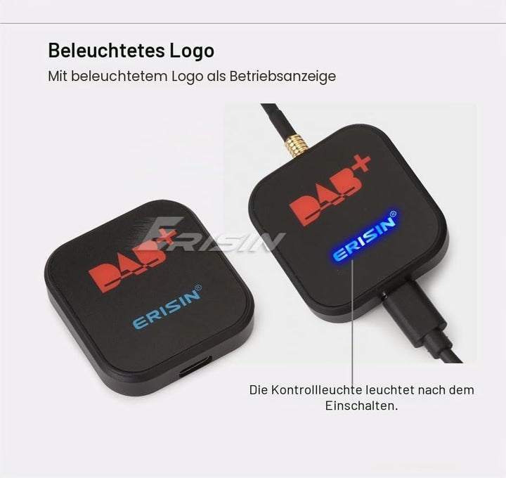 Erisin DAB+ Digital Radio Box Antenne mit Verstärkter Antenne Kit Adapter für Auto Stereo Android 9.