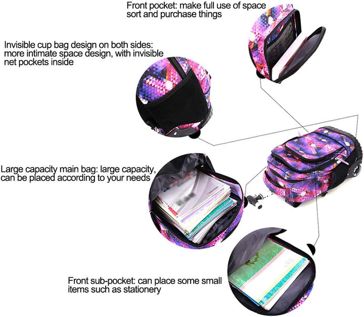 Trolley Rucksack Schulrucksack Schüler Multifunktionaler Rucksack Schultaschen Koffer Laptop Reise S