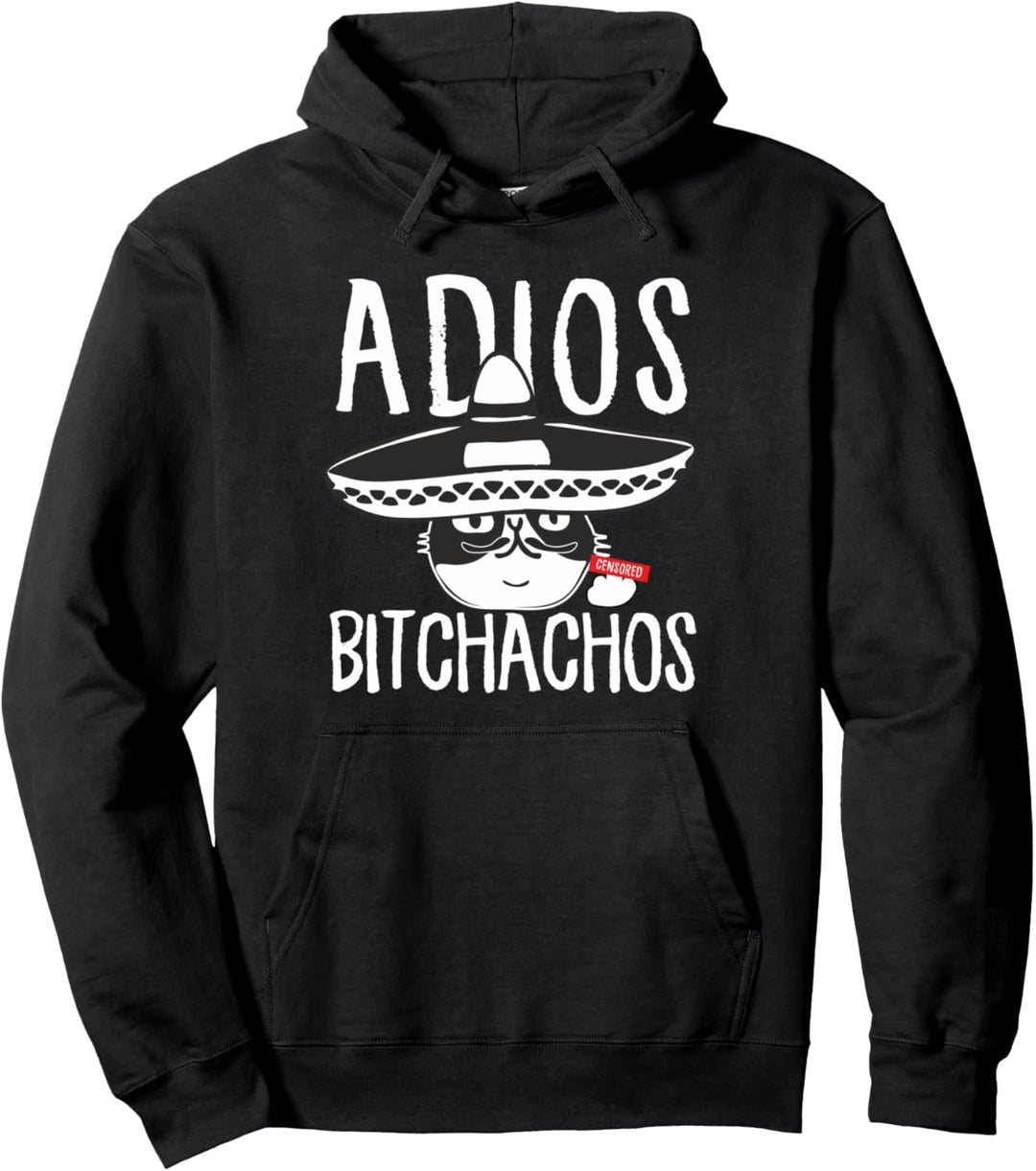 Funny Adios Bitchachos Cat Sombrero The Finger Cinco De Mayo Pullover Hoodie