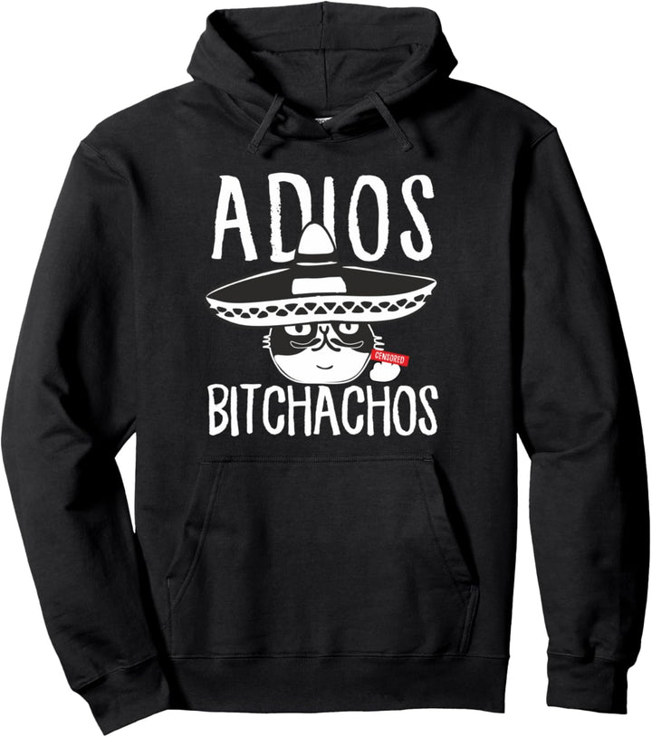 Funny Adios Bitchachos Cat Sombrero The Finger Cinco De Mayo Pullover Hoodie