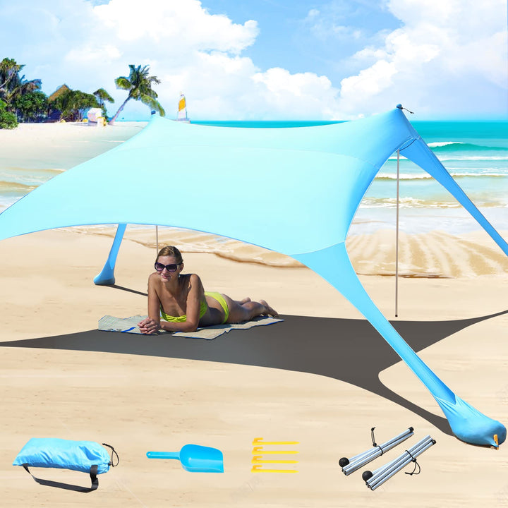 Cuupo Strandzelt, Pop-Up, 2x2.1 m, LSF 50, Lycra, Sonnenschutz, für den Aussenbereich, Anti-Wind, So