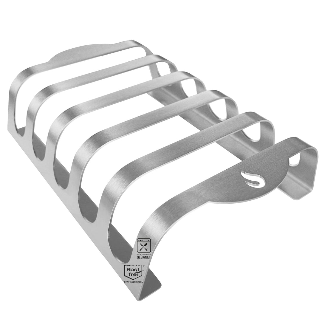 Rib-Rack Size L (5er) | Rippchenhalter mit Griffen | Das Profi-Tool zum Rippchen-Grillen | Edelstahl