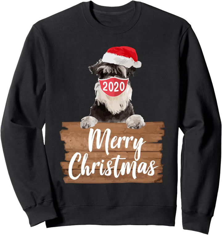 Weihnachtshund Geschenk Schnauzer 2020 Maske Santa Hat Sweatshirt