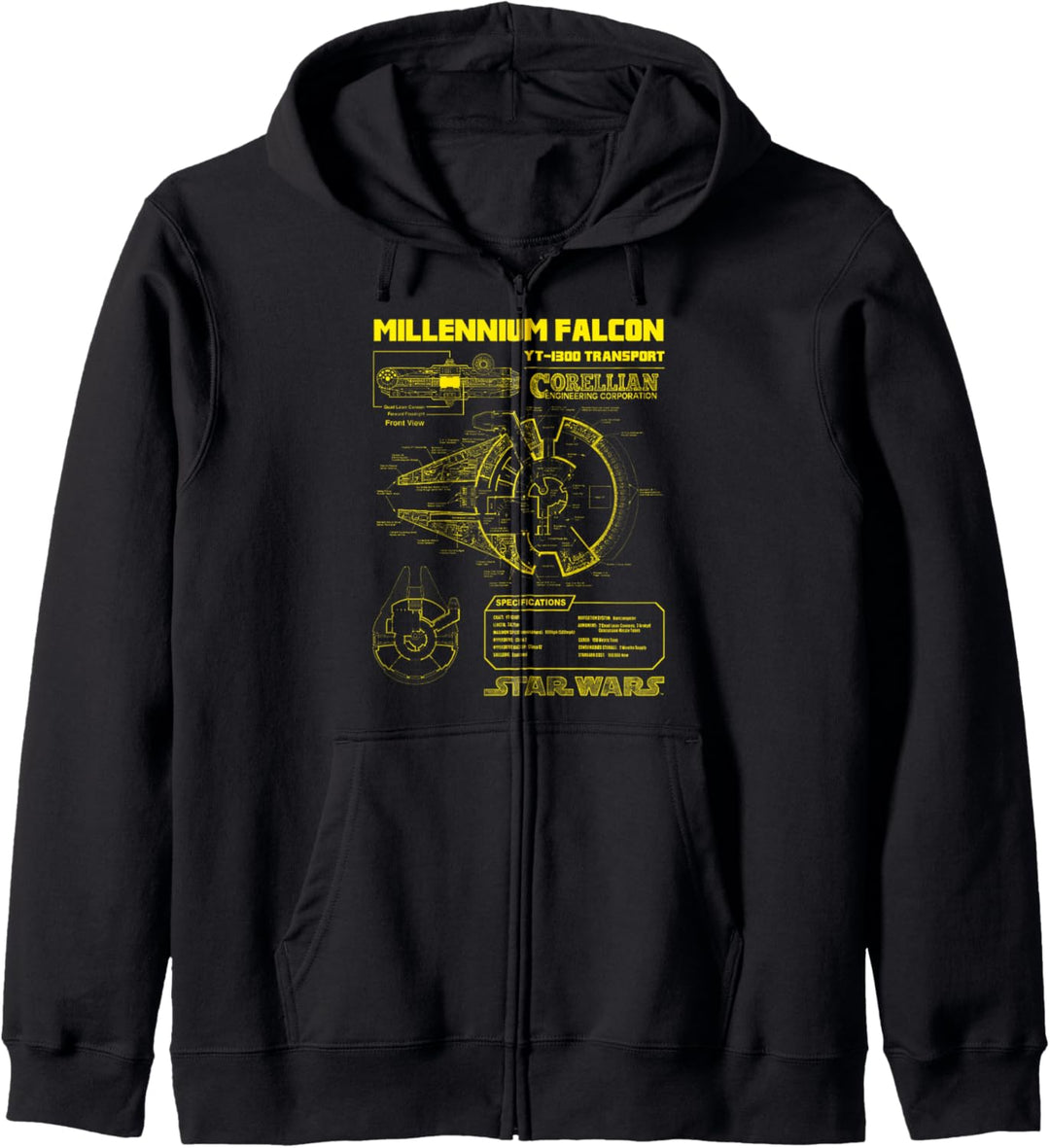 Star Wars Millennium Falcon Yellow Corellian Schematic Kapuzenjacke