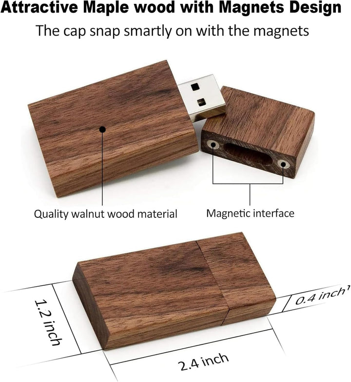 5 Pack Rechteck Walnuss Holz 2.0 USB Flash Drive 2GB USB Disk Memory Stick mit Holz 2.0/2GB Walnut W