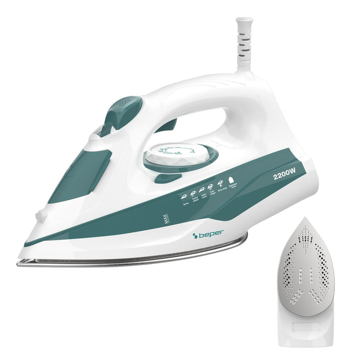 BEPER P204FER005 SteamPro 300 Dampfbügeleisen – Stahlsohle, 300-ml-Wassertank, 2200 W – Dauerdampf 2