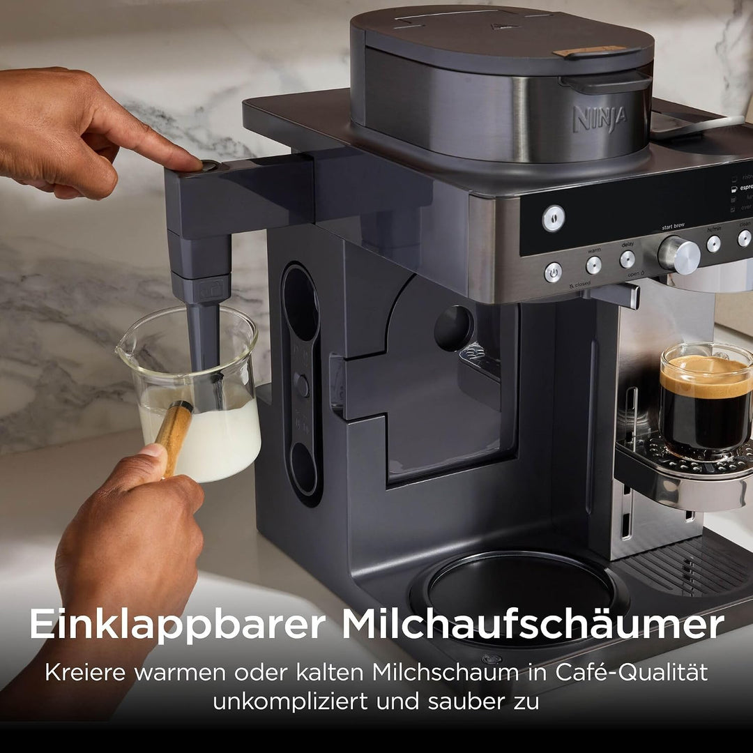 Ninja Prestige 2-in-1 Filterkaffee- und Kapselmaschine mit integriertem Milchaufschäumer, für Latte,