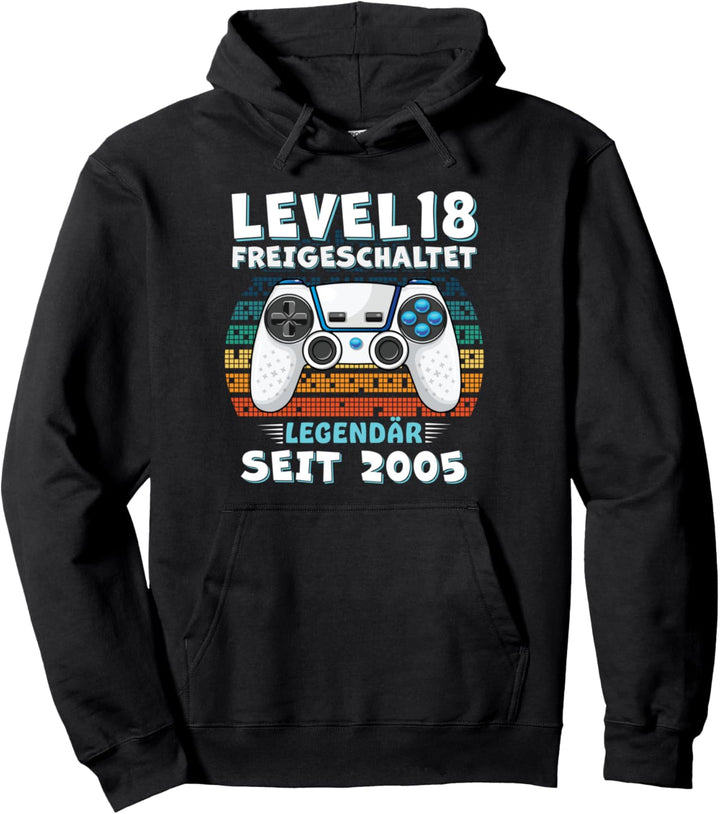 Level 18 Geburtstag Junge Jungen Lustig 2005 18er Geburtstag Pullover Hoodie