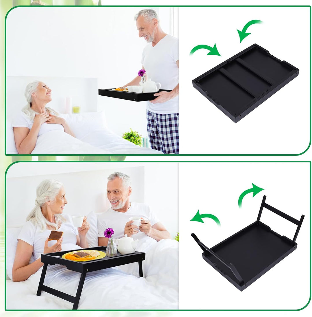 Bett Tablett Tisch mit faltbaren Beinen, Bambus Frühstück Food Tablett mit Media Slot, Verwendung al