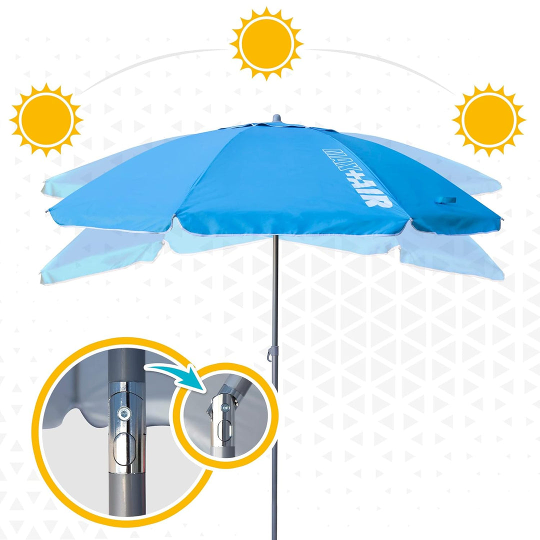 AKTIVE 62239 - Grosser Strandschirm Anti-Wind, Ultra Resistent, Kippstange, Inklusive Aufbewahrungst