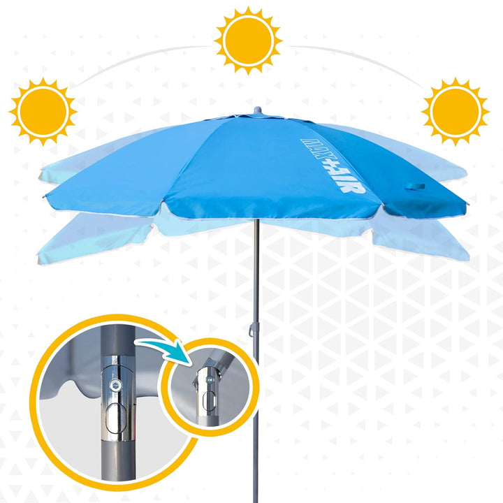 AKTIVE 62239 - Grosser Strandschirm Anti-Wind, Ultra Resistent, Kippstange, Inklusive Aufbewahrungst