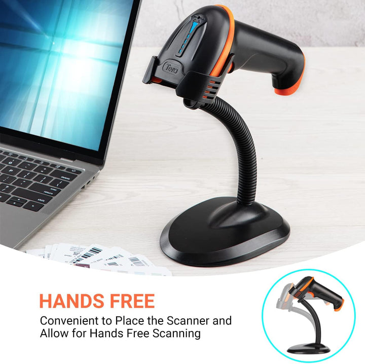 Tera Barcode Scanner 1D 2D QR Wireless Kabellos 2,4 GHz + Wired USB 2,0 &amp; Universale Barcode-Scanner