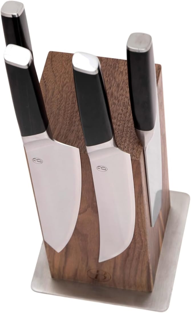 BABOSSA® Original Messerset mit Magnetischem Nussbaumholz Messerblock | 4-tlg Küchenmesser Set aus 3