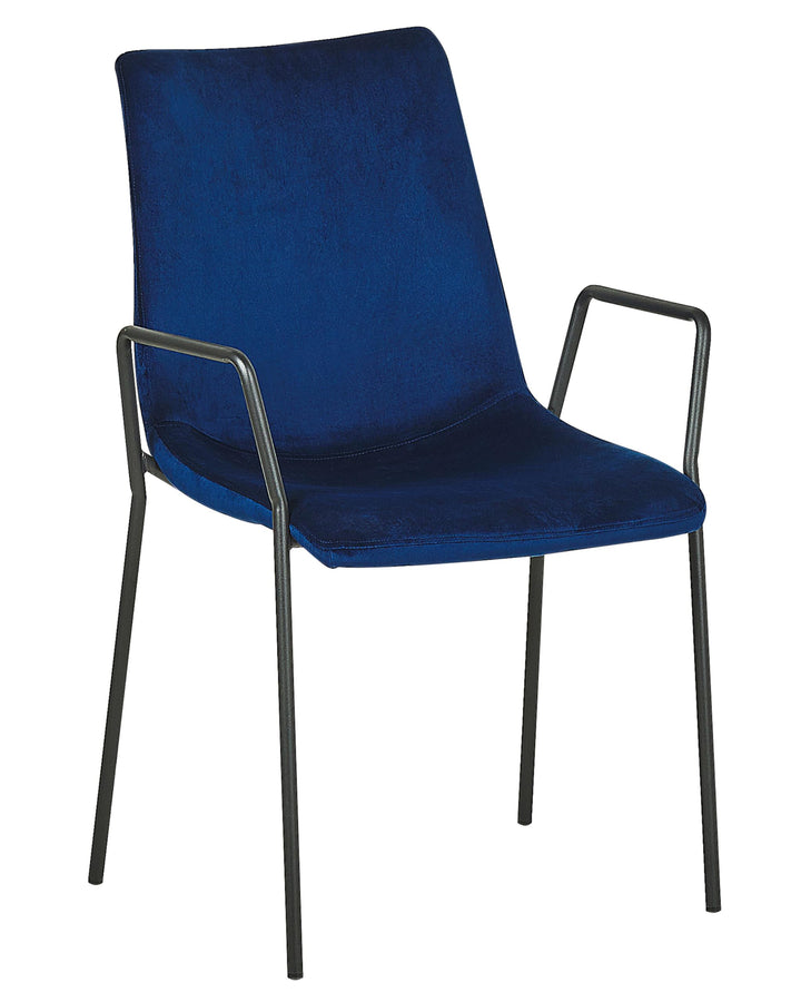 Moderner Esszimmrtisch 2er Set Dunkelblau Samtstoff Metallgestell Jefferson