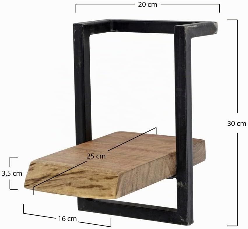 RINGO-Living Massivholz Regal Alani in Natur-hell und Schwarz-matt 200mm, 200mm