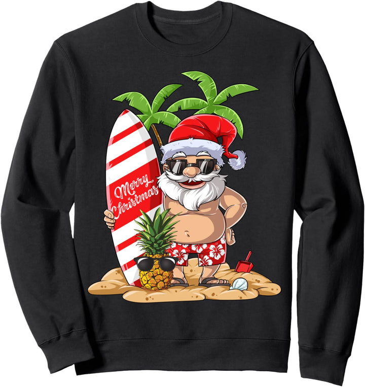 Christmas in July Santa Hawaiian Summer Surf Surfing Surfer Sweatshirt