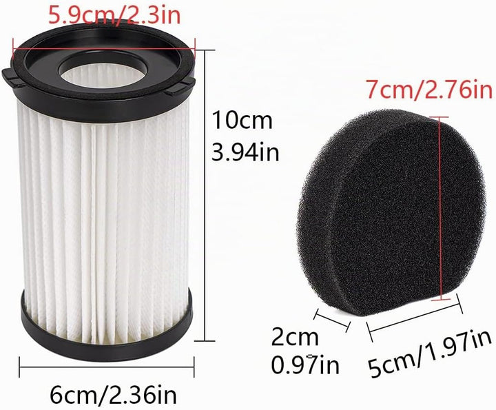 YanBan 4 HEPA-Filter + 4 Schwamm Kompatibel mit MooSoo D600/D601 iwoly V600, für Ariete Handy Force